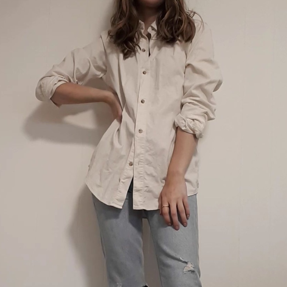 TNA cream corduroy button down